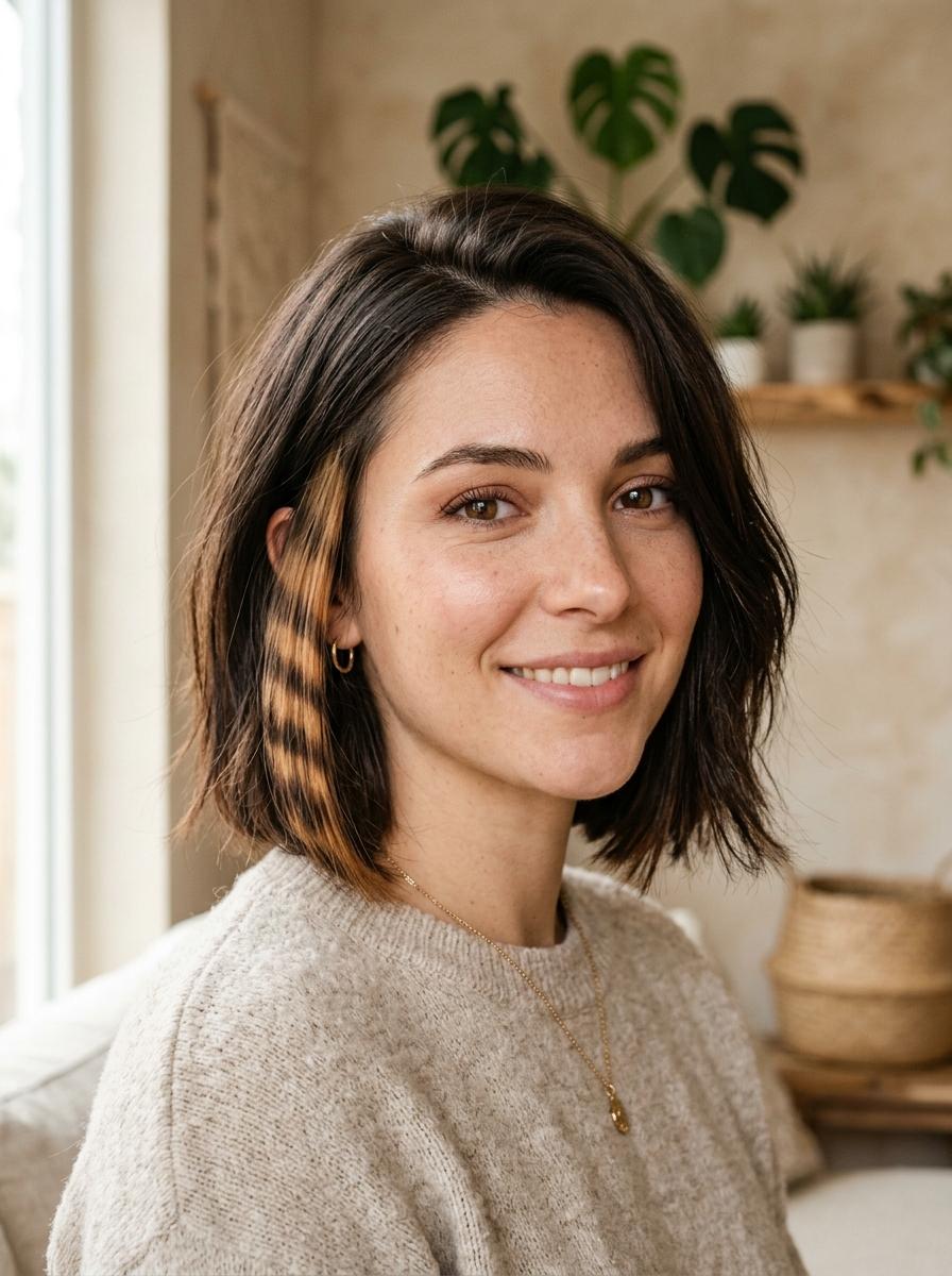 Raccoon Tail Strähne im Bob - Raccoon Tail Hair Idee